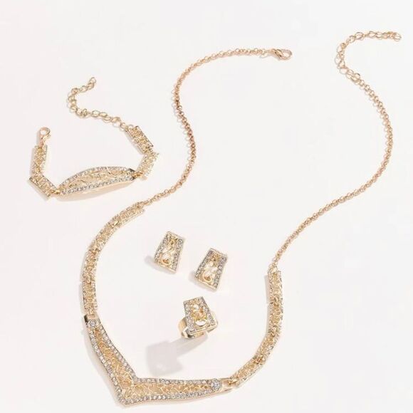 4pc Rhinestone Crystal Necklace Set - Picture 1 of 4